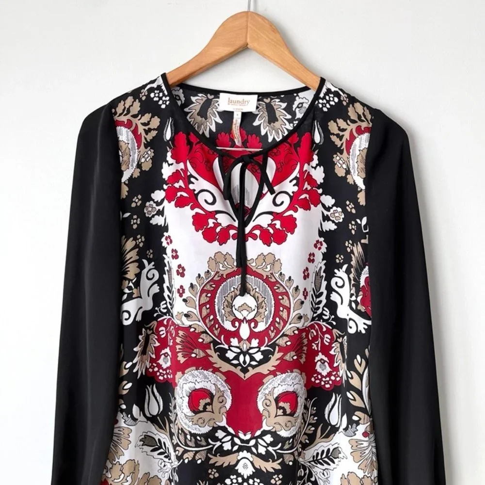 Laundry by Shelli Segal Long Sleeve Mixed Print Blouse - Picture 2 of 8